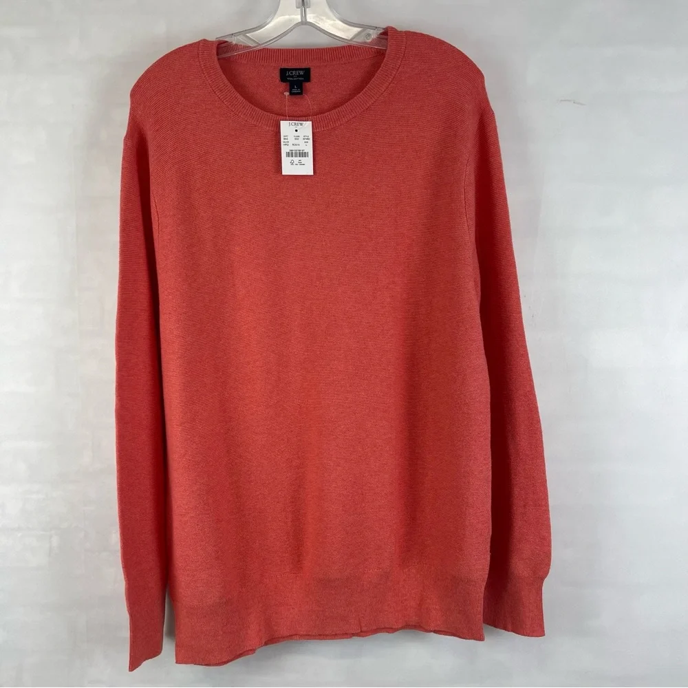 J.Crew 100% Cotton Crewneck Sweater Red Heather Long Sleeve Men’s Size Large NWT